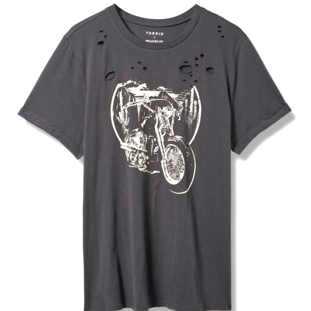 ❤️NWT TORRID TEE - MOTORCYCLE BIKER DISTRESSED - 100% COTTON - PLUS SIZE